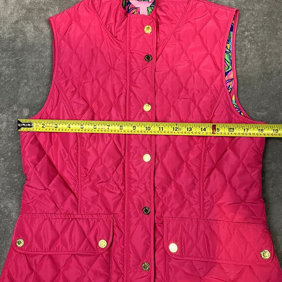 Lilly Pulitzer Puffer Vest Womens L Pink Preppy Golf Coquette - Picture 6 of 7
